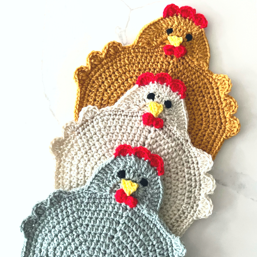 Farmhouse Chicken Potholder Free Crochet Pattern