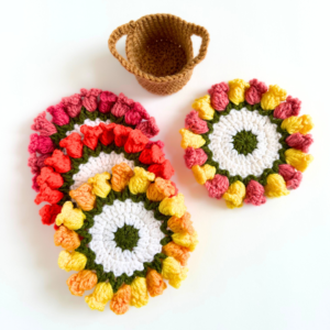 Flower Pot Coaster Set FREE Crochet Pattern - Hygge Crochet Co.