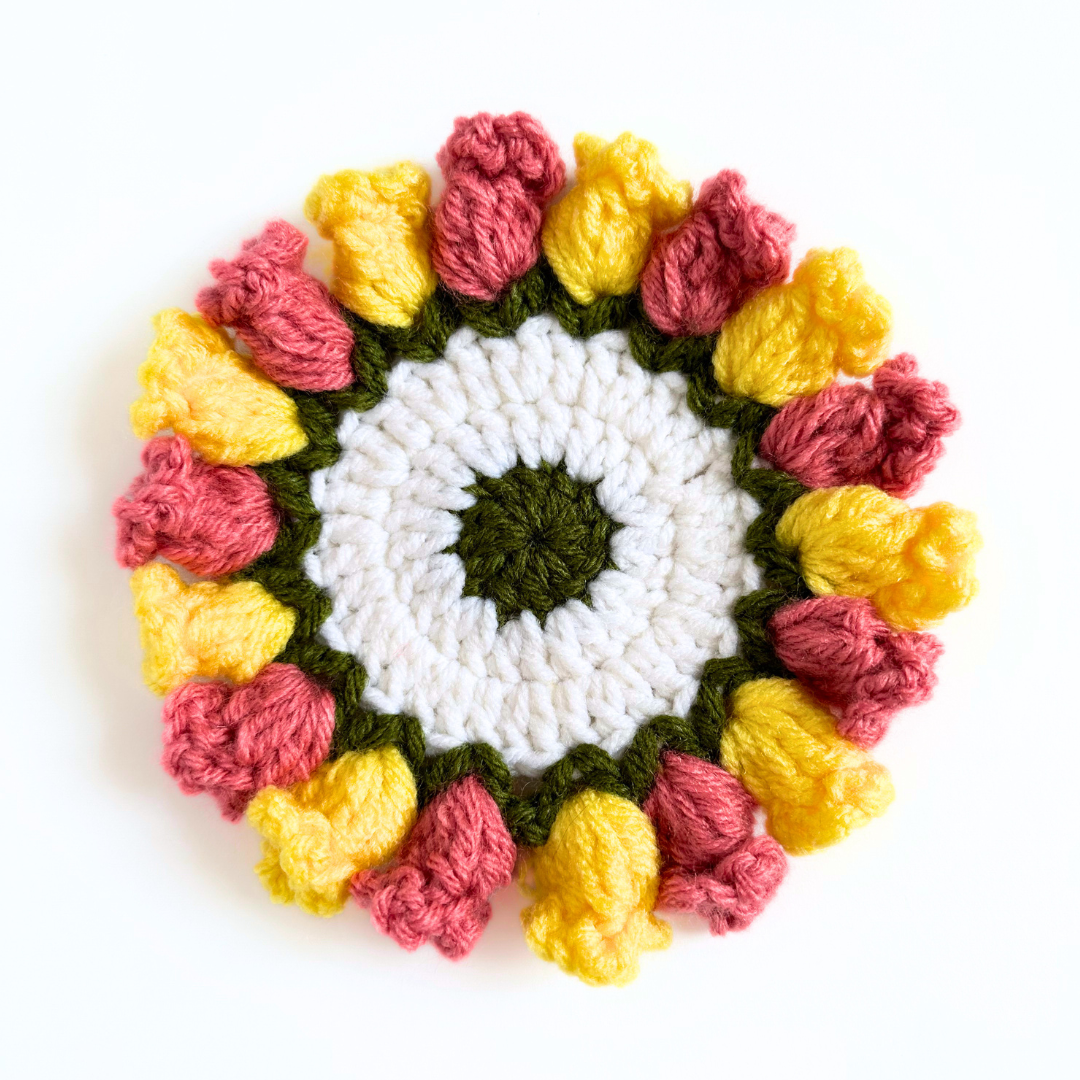 Flower Pot Coaster Set FREE Crochet Pattern HyggeCrochetCo