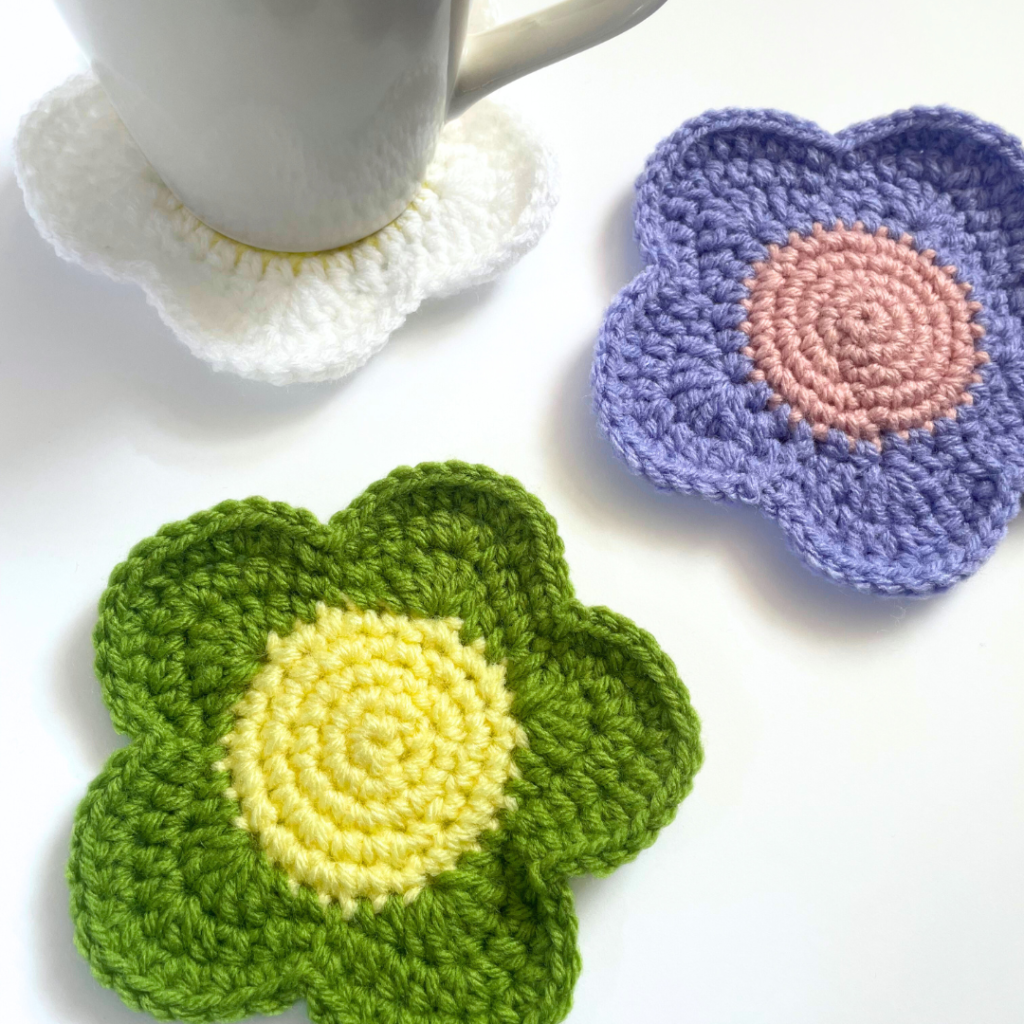 Retro Flower Coasters FREE Crochet Pattern HyggeCrochetCo